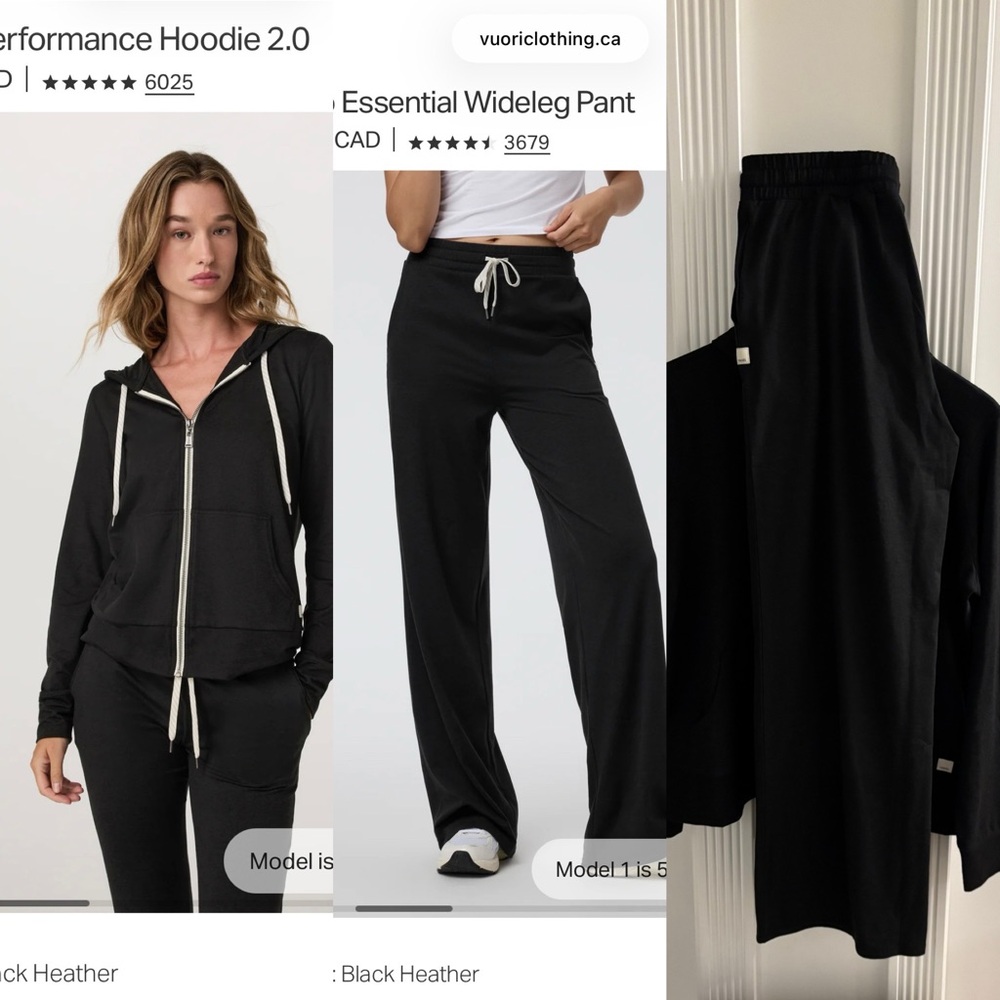 Vuori Black Wideleg Track Pants